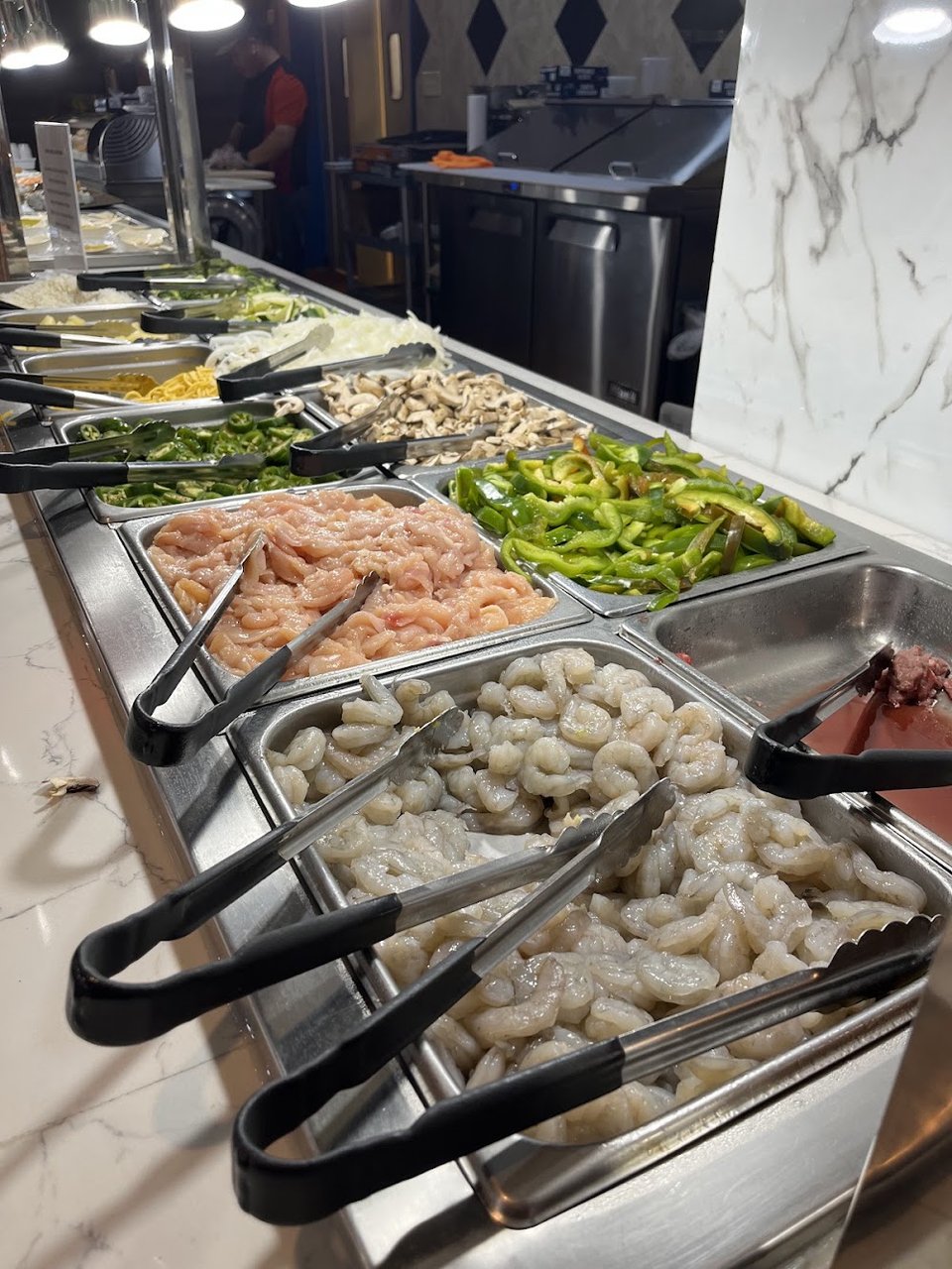 Restaurant food display with varied buffet choices